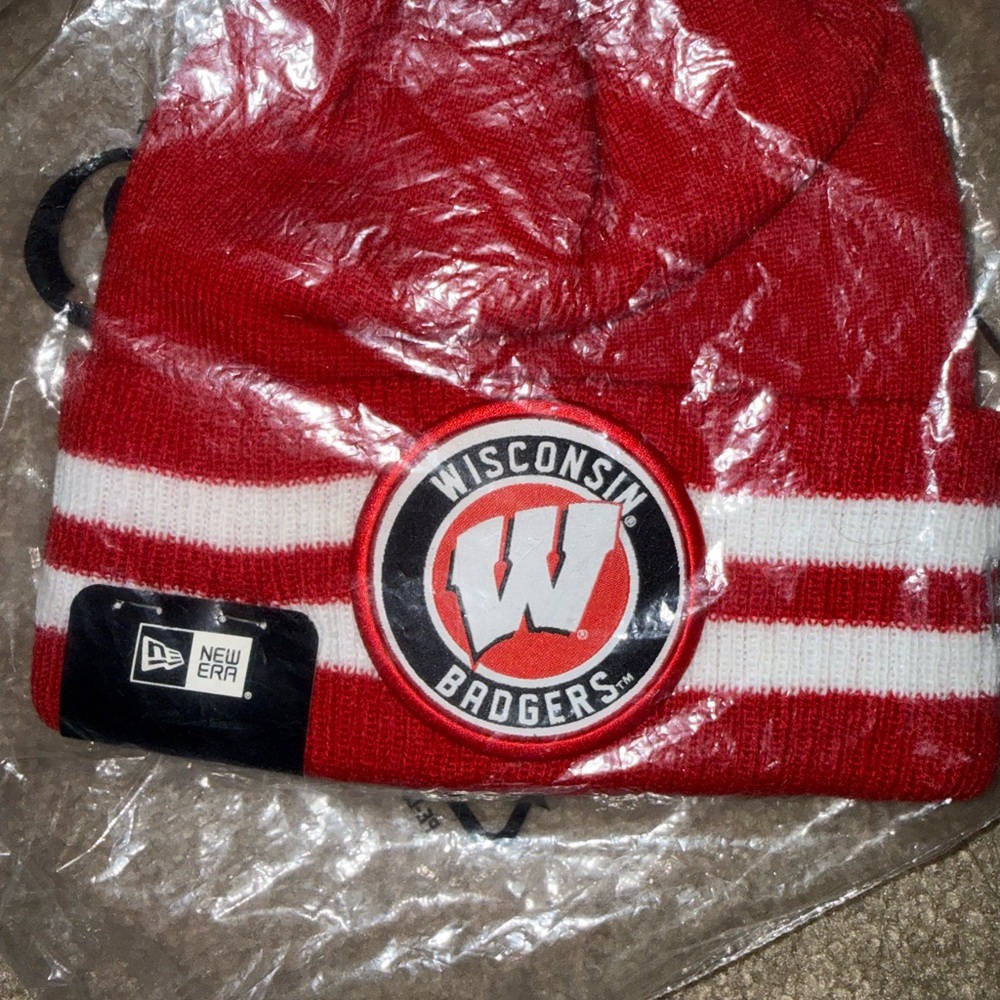 New Era Wisconsin Badgers Red Knit Hat